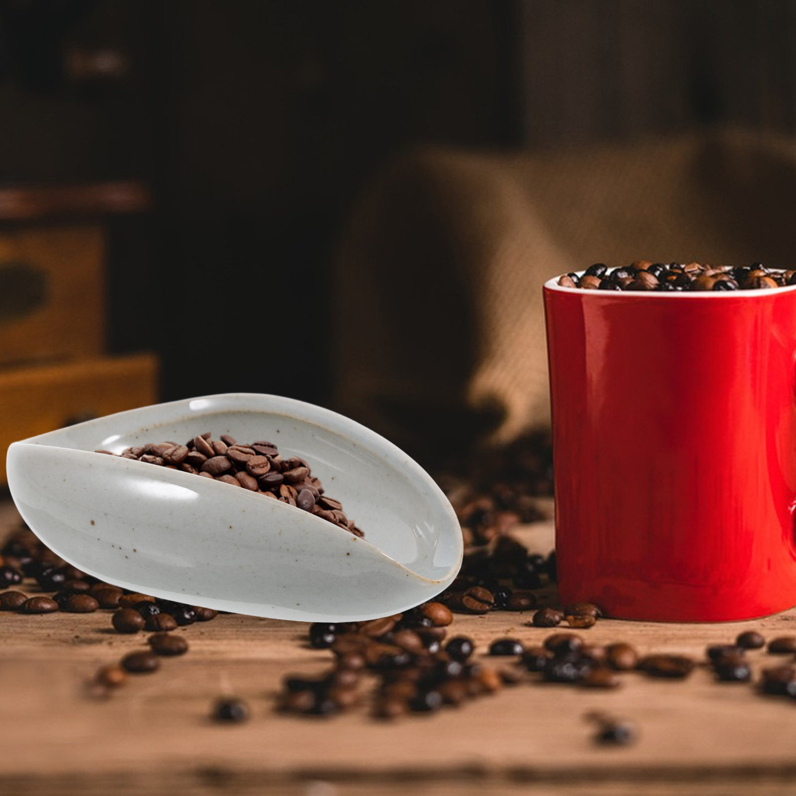 Coffee Tea Leaf And Bean - Ceramic Coffee Bean Dosing Tray Multi-Function