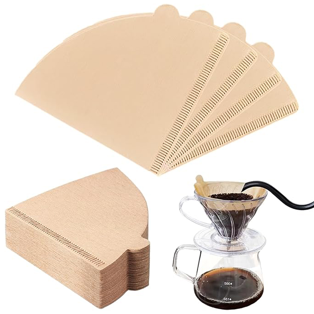 Coffee Tea Catering - 100PCS Coffee Filter Paper V-Shaped Wood