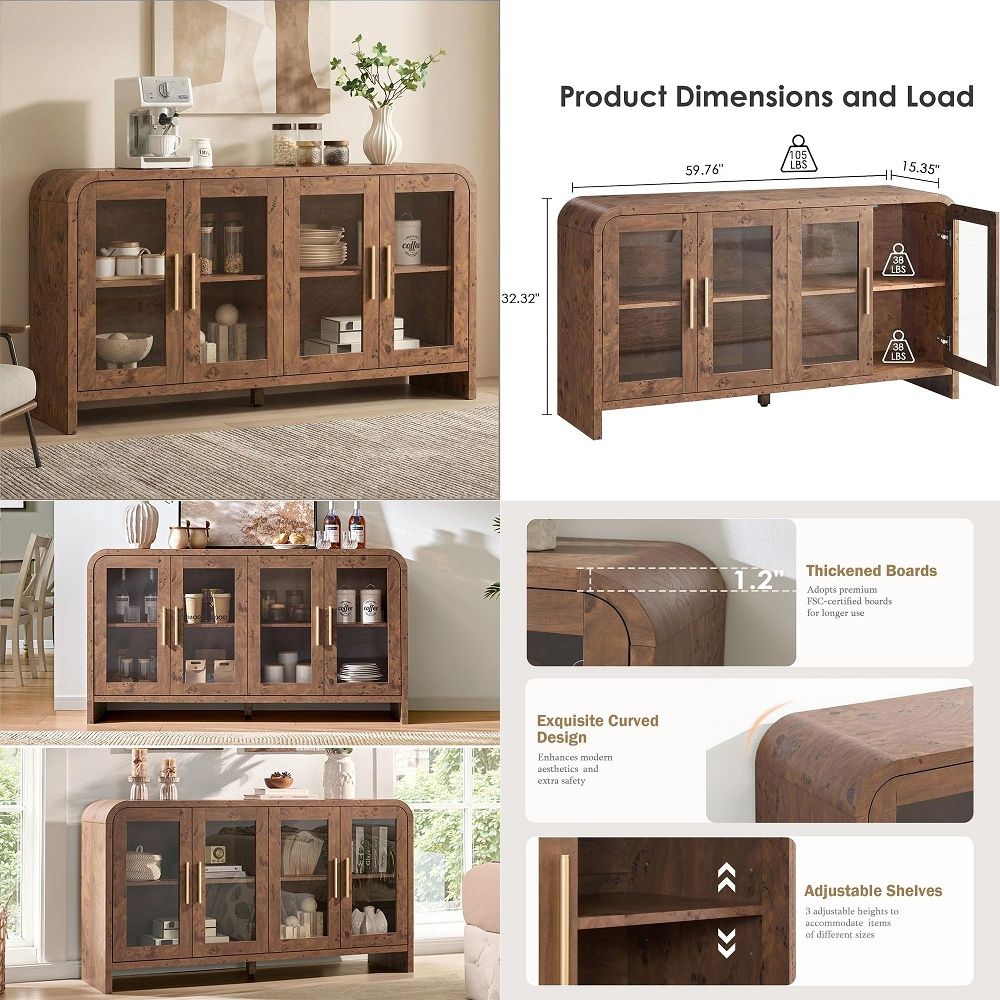 Coffee & Tea Maker Machine - Sideboard Buffet Cabinet with Storage, Sideboard
