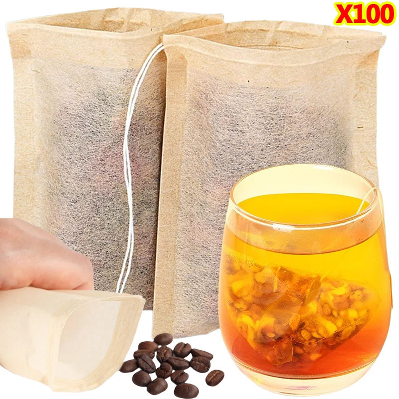 100Pcs Teabags with Drawstring - огляд і ціна Coffee Tea Leaf And Bean