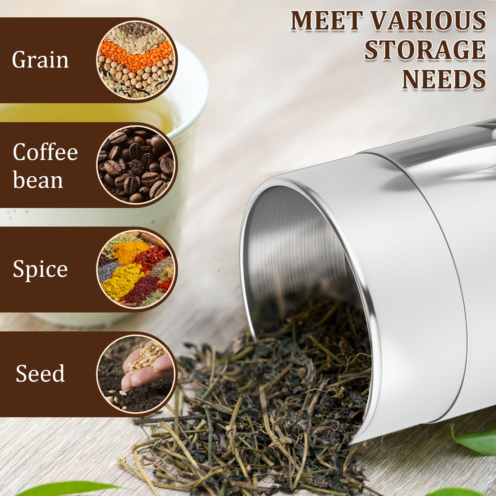 Stainless Steel Tea Leaf Tins  - огляд і ціна Coffee Tea Leaf And Bean